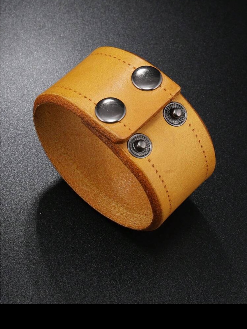 Unk Yellow Leather Snap Cuff Bracelet